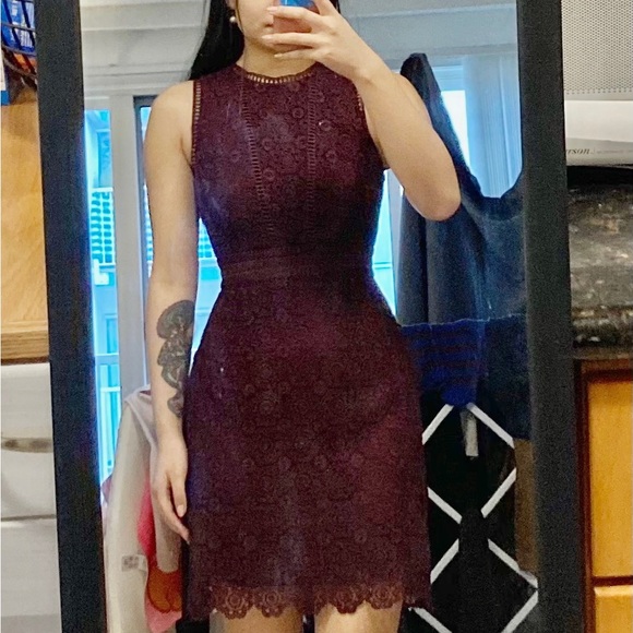 COPY - Deep plum lace/crochet embroidered bodycon dress size 2 from Forever New - Picture 6 of 6